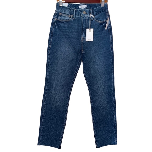 NWT Good American Good Classic Raw Hem High Rise Jeans Blue940 - Picture 7 of 10
